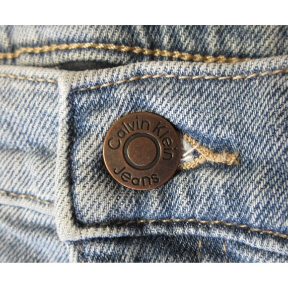 CALVIN KLEIN High Rise Straight Leg Jeans Sz 14 Light Blue Denim Crop Ankle NWT - Picture 11 of 15